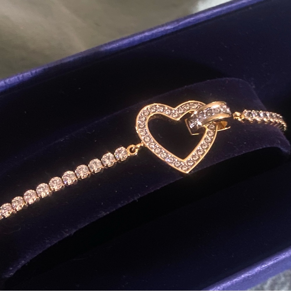 Swarovski Gold Heart Bracelet with Crystals - Picture 3 of 5